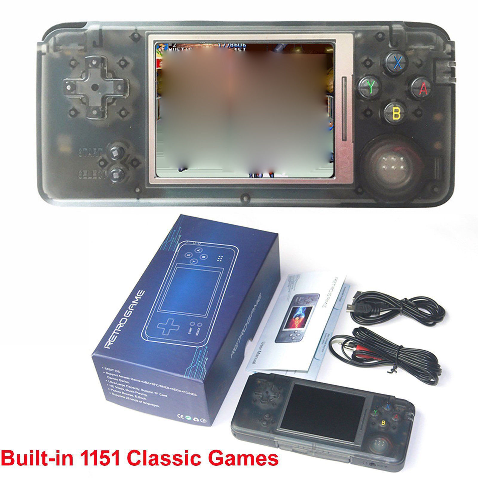 64bit Handheld Retro Video Game Console Portable w/ 1151 Classic Games